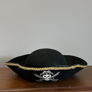 Black Pirate Hat with Skull and Crossbones costume hat